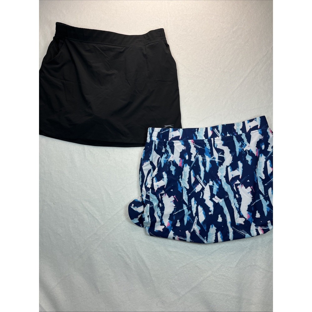 (2) Slazenger Skort Skirt Built-in Shorts Tennis Golf Sz L 10-12 Active Outdoor
